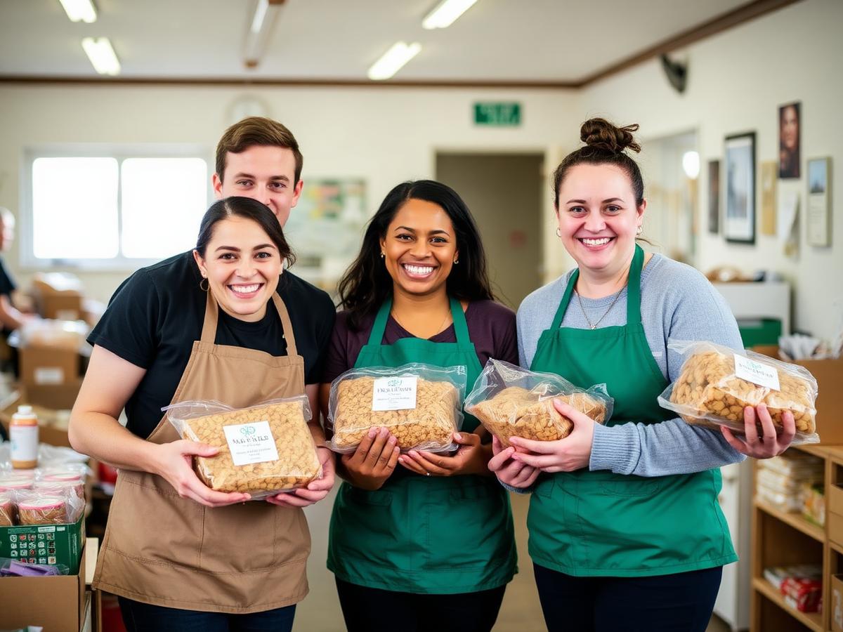 Volunteers at the community hub